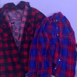 Two plaid pull overs